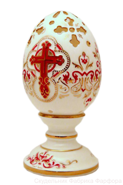 Сувенир "Яйцо пасхальное" резное с крестами (бел., роспись краской, отводка золотом)