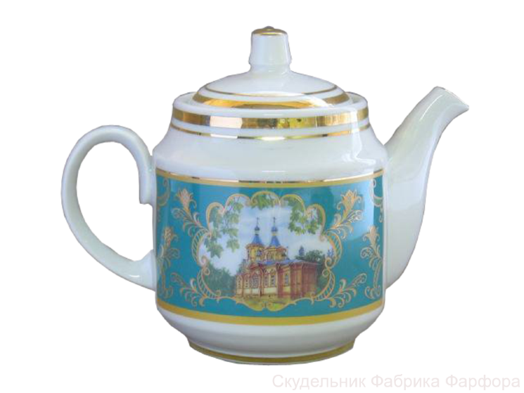 Чайник "Заварочный" (бел., вид цветной, орнамент, отводка золотом, Валаам)