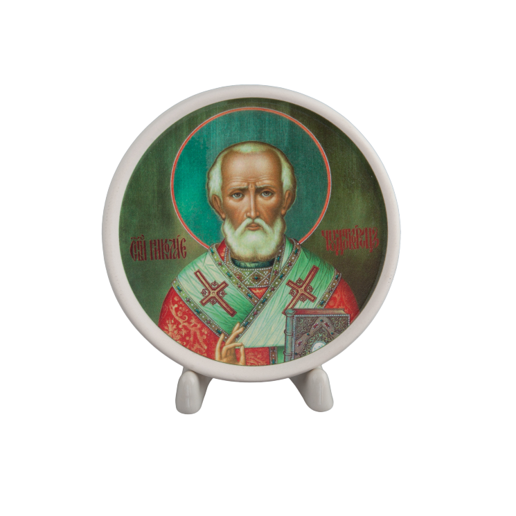 Медальон 10 см (бисквит, икона, Св. Николай Чудотворец)