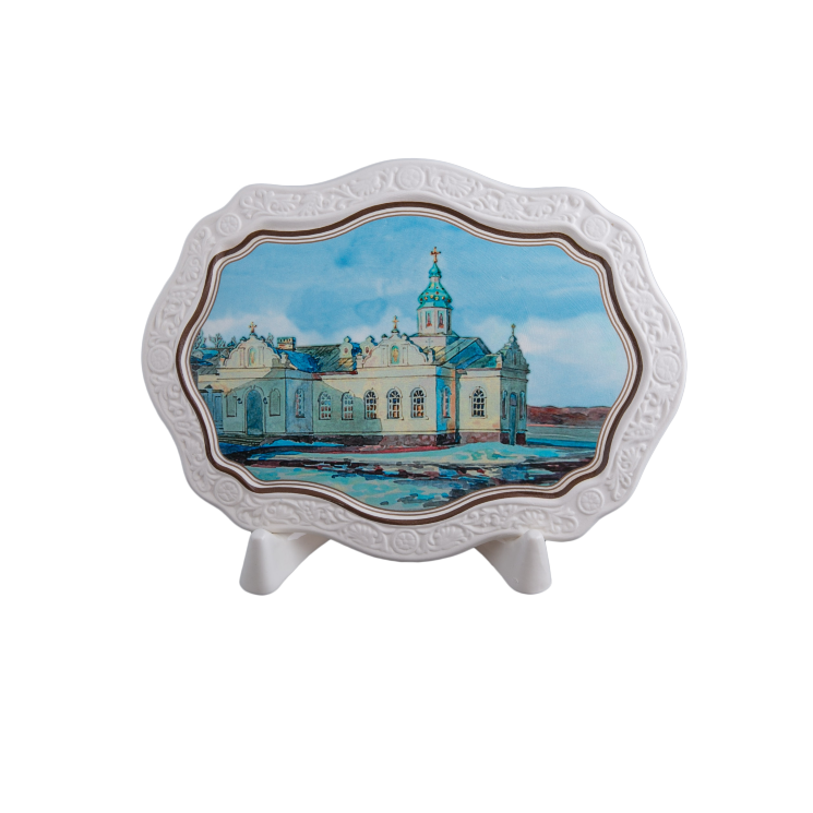 Панно с рельефом по краю (бисквит, Покрово-Тервенический монастырь)
