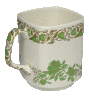 Кружка гранёная (бел., салатовый василёк, зел. орнамент, отводка золотом)