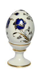 Сувенир "Яйцо пасхальное" среднее монолит (бел., синий мак,ХВ, отводка золотом)