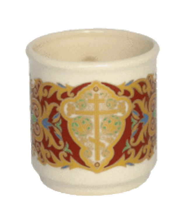 Чашка малая (бел., Красный орнамент, ХВ,крест)