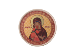 Икона на медальоне 10 см (бисквит, Владимирская икона Божией Матери)