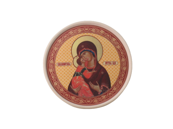 Икона на медальоне 10 см (бисквит, Владимирская икона Божией Матери)