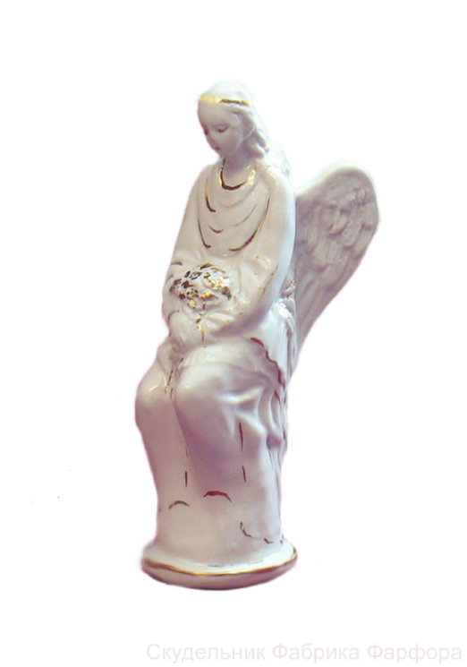 Сувенир "Ангел с цветами" (бел., отводка золотом)