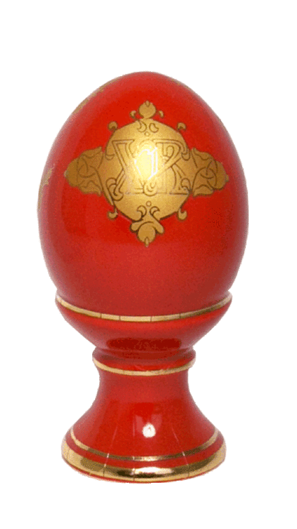 Сувенир "Яйцо пасхальное" среднее монолит (красн., золотые цветы+ХВ, отводка золотом)