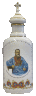 Сосуд "Святая вода" плоский (бел., Красный орнамент, портрет, отводка золотом, Св. Иоанн Кронштадтский)