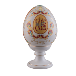 Сувенир яйцо пасхальное большое новое (бел., красный орнамент, роспись + отводка золотом)