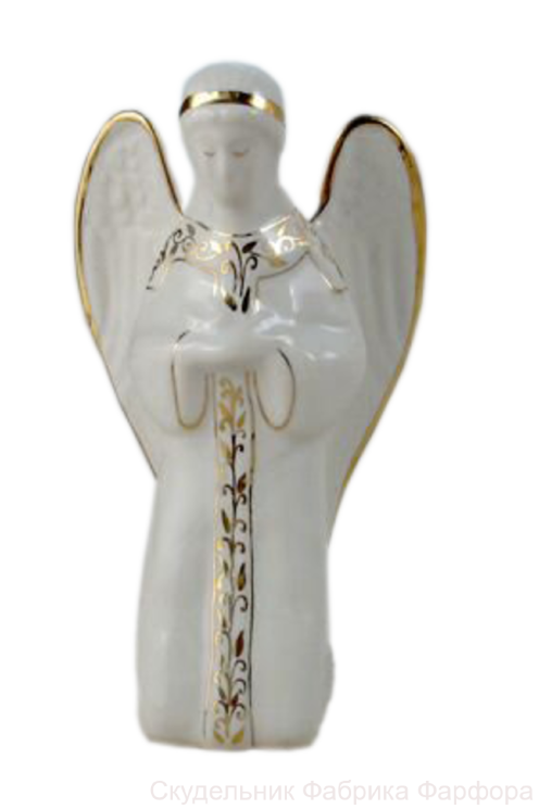 Сувенир "Ангел" средний (бел., зол.орнамент, отводка золотом)