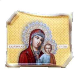 Икона на фарфоровом свитке (Казанская икона Божией Матери)