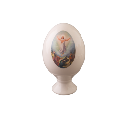 Яйцо пасхальное  большое "Новое" монолитное (бел., икона+крест, Воскресение Христово)