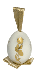 Сувенир "Яйцо пасхальное" среднее подвесное (бел., золотая роза ХВ)