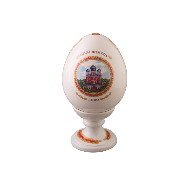 Яйцо пасхальное  большое "Новое" (бел., вид цветной, орнамент, крест, Донской монастырь)