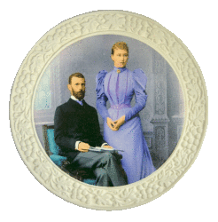 Медальон 15 см.  рельефный (бисквит, С. Александрович и Е. Фёдоровна)