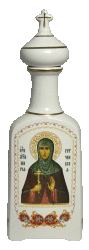 Сосуд-штоф плоский (бел., икона, отводка золотом, Св. Мария Гатчинская)