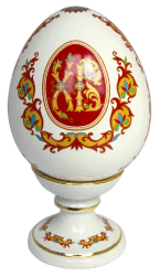 Яйцо пасхальное  большое нов. (бел., Красный орнамент, ХВ,крест, отводка золотом)
