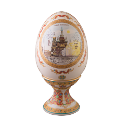 Яйцо пасхальное "Подарочное" (бел., вид цветной, орнамент, отводка золотом, Спас на Крови)
