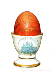 Подставка-лампада под яйцо (бел., вид цветной, отводка золотом, Дивеево)