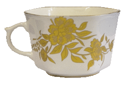 Чашка гранёная (бел., золотой василёк, отводка золотом)