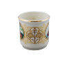 Чашка кофейная (бел., вид цветной Валаам+орнамент, отводка золотом, Скиты)