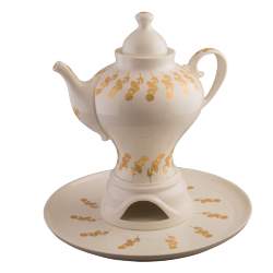 Чайный комплект (бел., золотая роза, чайник, подставка для подогрева, поднос)