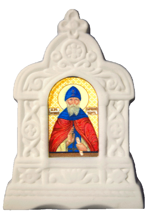Киот рельефный (бисквит, икона, Св. прп. Серафим Вырицкий)