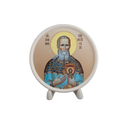 Медальон 10 см (бисквит, икона, Св. Прав. Иоанн Кронштадтский)