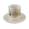 Кофейная пара (бел., вид цветной Валаам+орнамент, отводка золотом, Скиты)