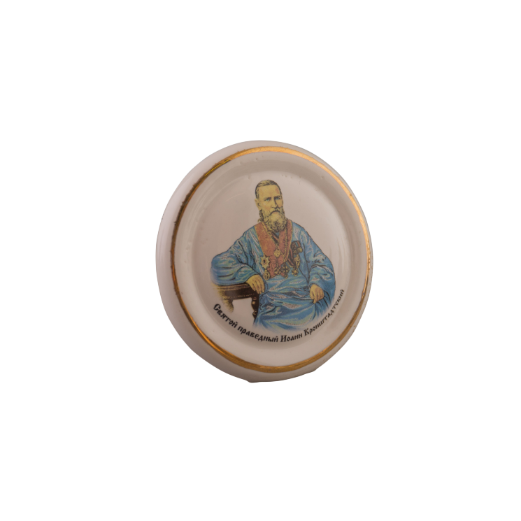 Медальон на ножке (бел., Портрет, отводка золотом, Св. Прав. Иоанн Кронштадтский)