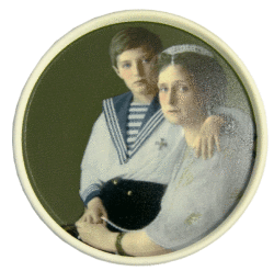 Медальон 10 см с ободком (бисквит, А. Фёдоровна и цесаревич Алексей)