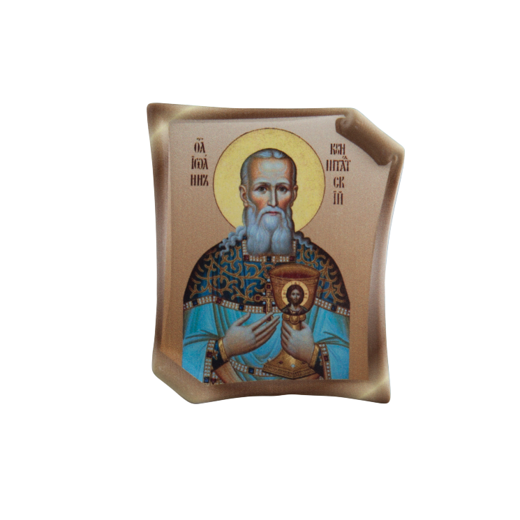 Икона на фарфоровом свитке (Св. Иоанн Кронштадтский)