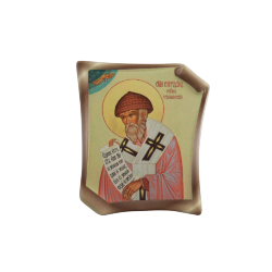 Икона на фарфоровом свитке (Св. Спиридон Тримифунтский)
