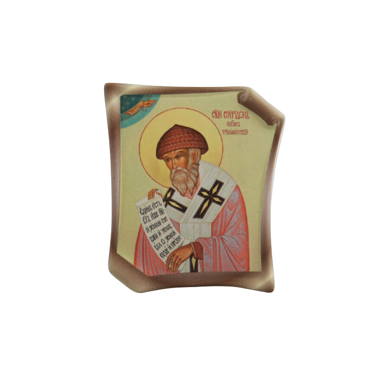 Икона на фарфоровом свитке (Св. Спиридон Тримифунтский)