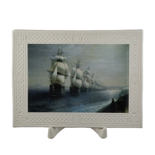 Репродукция картины на бисквитном фарфоре (Смотр Черноморского флота в 1849 году (Айвазовский, 1886)