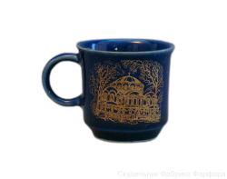 Чашка малая (кобальт, вид золотой, Новодевичий монастырь)