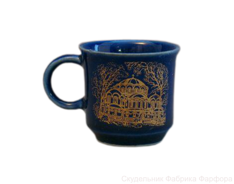 Чашка малая (кобальт, вид золотой, Новодевичий монастырь)