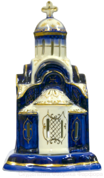 Сувенир "Храм-лампада" малый (бел., роспись кобальт.заливка, роспись золотом)