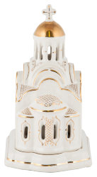 Сувенир"Храм-лампада" малый (бел., роспись золотом, Золотой купол)