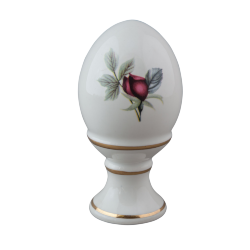 Яйцо пасхальное малое монолитное(1) (бел., алая роза, отводка золотом)