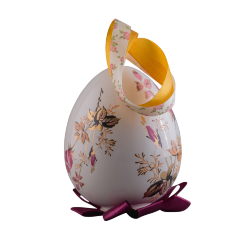 Яйцо пасхальное большое новое подвесное (бел., Пурпурная роза, крест)