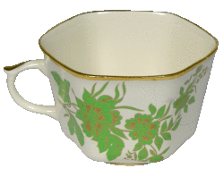 Чашка граненая (бел., салатовый василёк, отводка золотом)