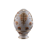 Яйцо пасхальное "Светильник" (бел., красный орнамент, крест, ХВ, отводка золотом)