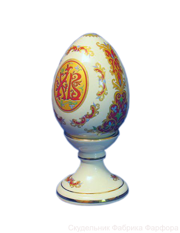 Сувенир "Яйцо пасхальное" большое (бел., Красный орнамент ХВ, отводка золотом)