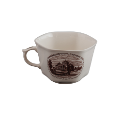 Чашка  граненная (бел., вид коричневый, отводка золотом, Софийский собор, Царское село)