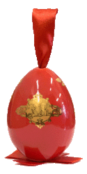 Сувенир "Яйцо пасхальное" большое подвесное (красн., ХВ+зол.роза+крест)