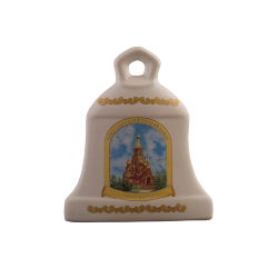 Плакетка "Колокол" (бел., вид цветной + орнамент, Крестовоздвиженский собор г. Лесосибирск)