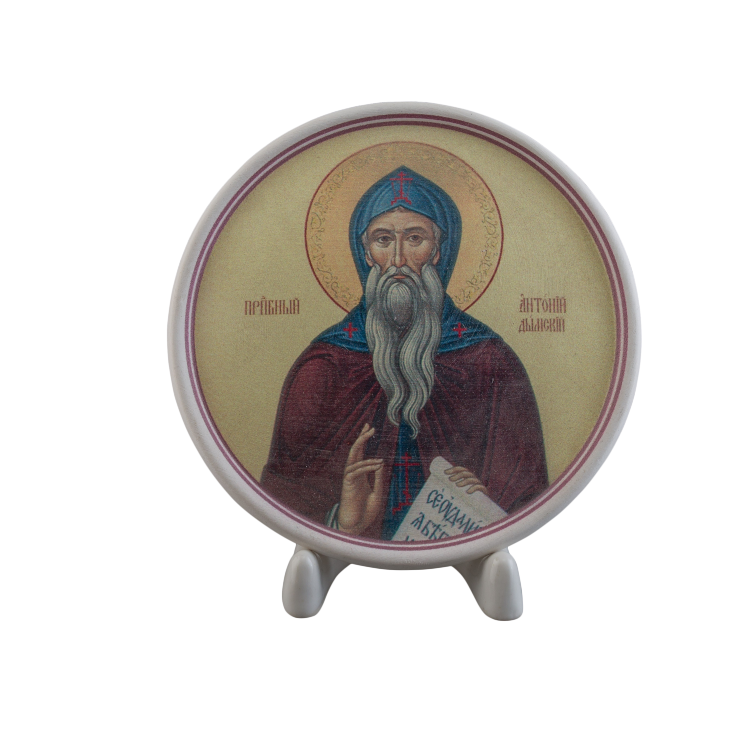 Икона на медальоне 10 см (бисквит, св. прп. Антоний Дымский)