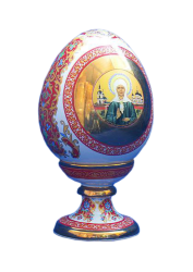 Сувенир "Яйцо пасхальное"  большое нов. монолит (бел., Красный орнамент+икона)