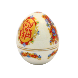 Шкатулка "Яйцо" (бел., Красный орнамент ХВ, отводка золотом)